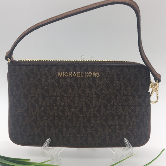 Michael Kors Jet Set Travel Brown Lg TZ Wristlet - Picture 5 of 8